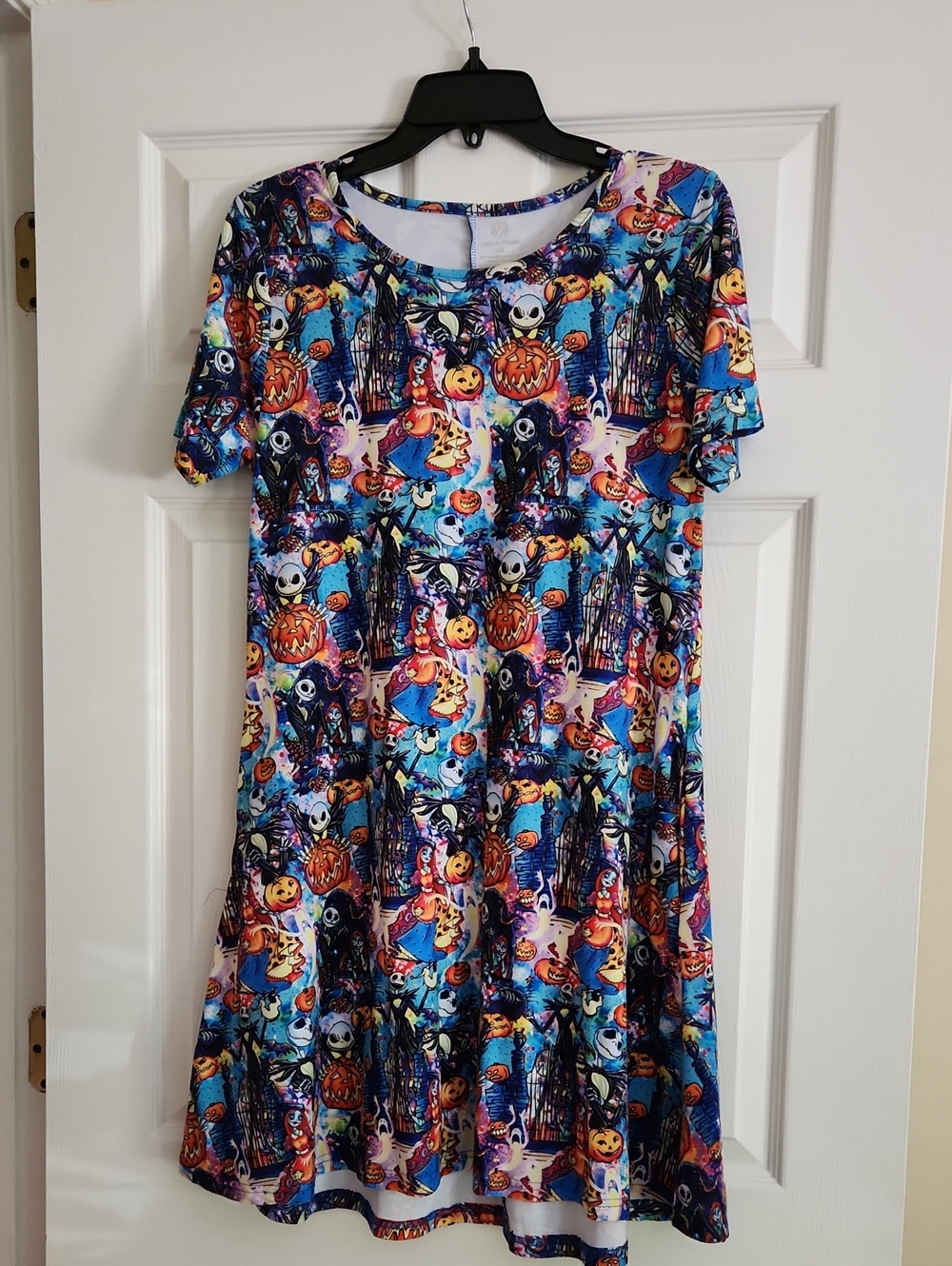 Nightmare Before Christmas Themed Short Sleeve Swing Dress - Size XS